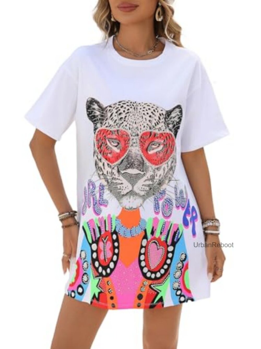 Sequin Women's Graphic Tee Rock Shirt Crew Neck Cotton Blend
